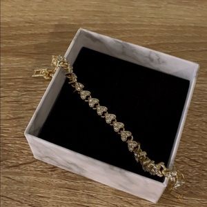 Gold rhinestone heart bracelet